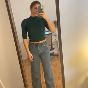 Reformation green turtleneck sweater